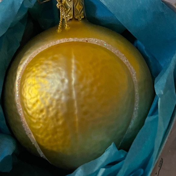 Tennis Ball Glass Christmas Ornament Inge Glas Mouth Blown Hand Painted Germany - Picture 2 of 5